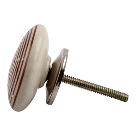 Brown Stripe Flat Ceramic Drawer Knob